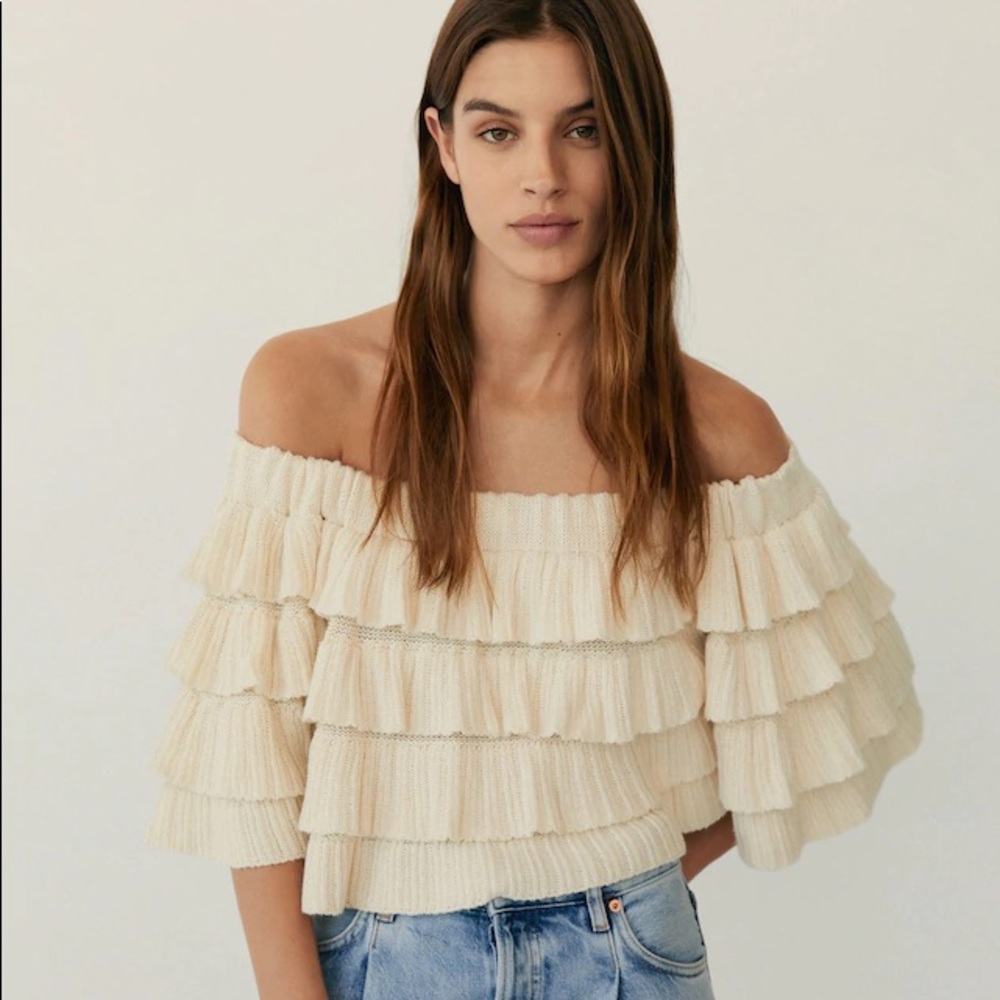 Mango ruffled off-shoulder top